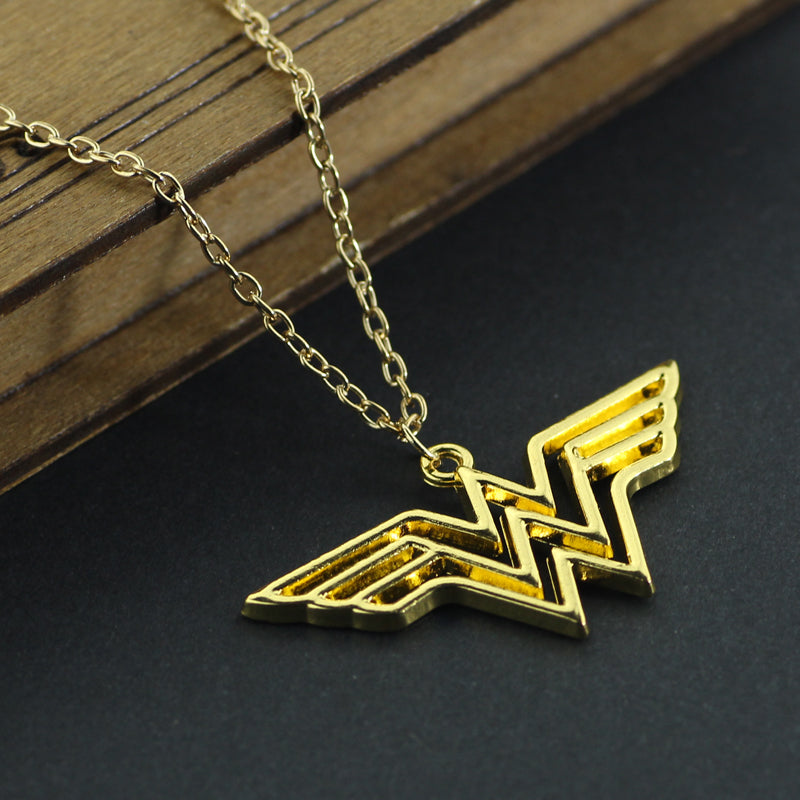 Fashioned Golden Wonder Woman Logo Pendant
